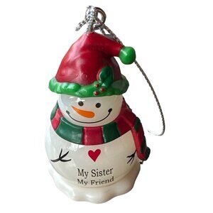 GANZ My Sister My Friend Snowman Christmas Holiday Ornament Plastic 2" (READ)